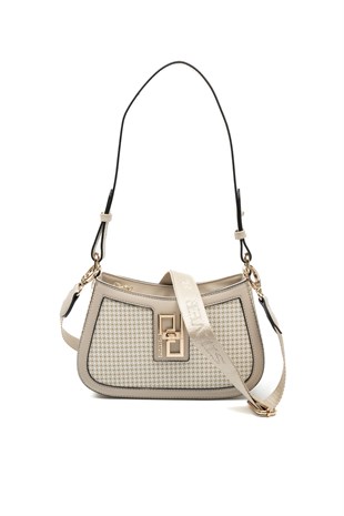Silver & Polo SP1132 Kadın Çapraz Çanta King Desen Kum-Kum Beji