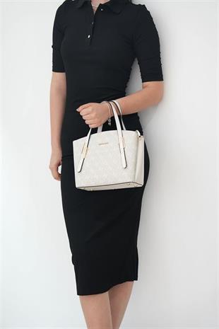 Silver & Polo SP1021 Kadın El Çantası Monogram Taş-Kemik