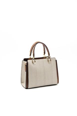 Silver & Polo SP1133 Kadın El Çantası Hasır Bej-Taba