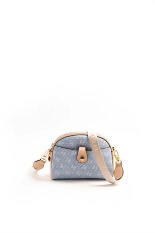 Silver & Polo SP1144 Kadın Çapraz Çanta Monogram Mavi-Ten