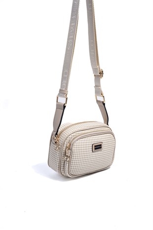 Silver & Polo SP1111 Kadın Çapraz Çanta King Desen Kum-Kum Beji