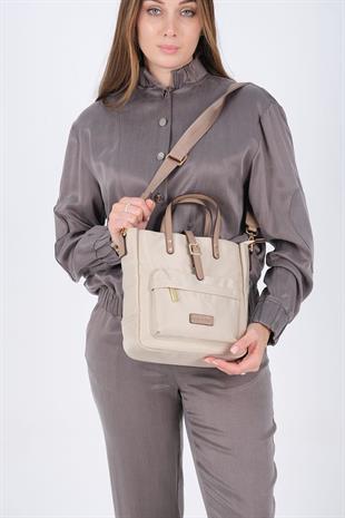 Silver & Polo SP1218 Kadın El Çantası Saten Bej-Kum