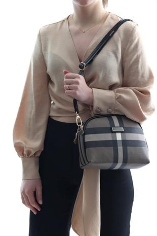 Silver & Polo SP765 Kadın Çapraz Çanta Ekose Kahve-Siyah