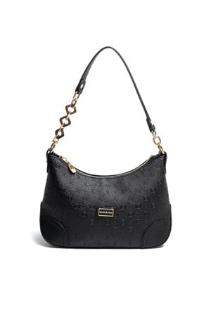 Silver & Polo SP1277 Kadın Omuz Çantası Logolu Siyah-Siyah