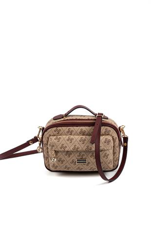 Silver & Polo Koyu Bej - Bordo SP1186 Kadın Çapraz Çanta