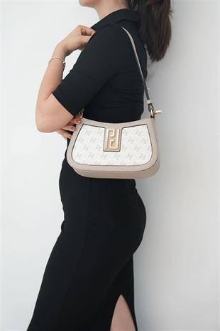 Silver & Polo SP1132 Kadın Çapraz Çanta Monogram Bej-Kum