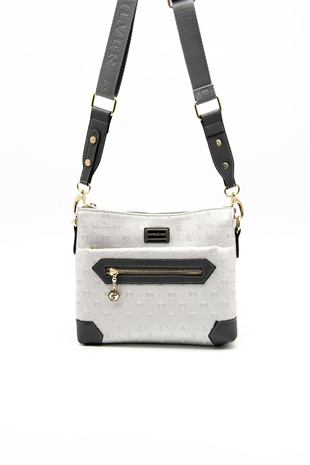 Silver & Polo SP1110 Kadın Çapraz Çanta Logolu A.Gümüş-Antrasit