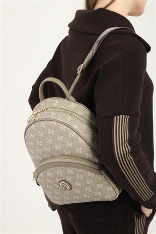 Silver & Polo SP945 Kadın Sırt Çantası Monogram Y.Yeşil