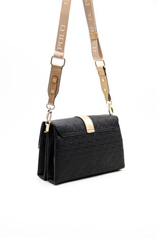 Silver & Polo SP1009 Kadın Çapraz Çanta Logolu Siyah-S.Nut