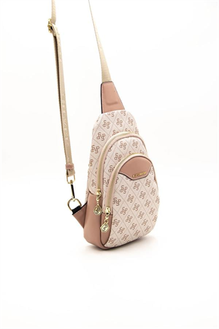 Silver & Polo SP959 Kadın Vücut Çantası Monogram Pembe-Somon