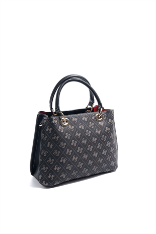 Silver & Polo SP1272 Kadın El Çantası Monogram Füme-Siyah