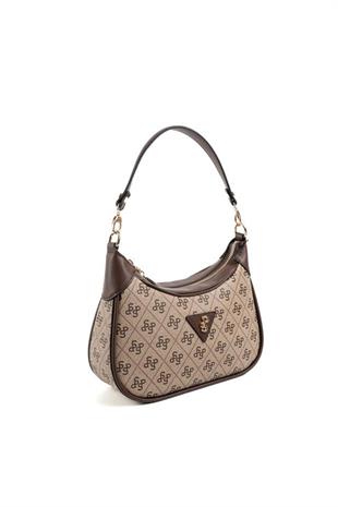 Silver Polo SP1180 Kadın Omuz Çantası Monogram Koyubej-Kahve