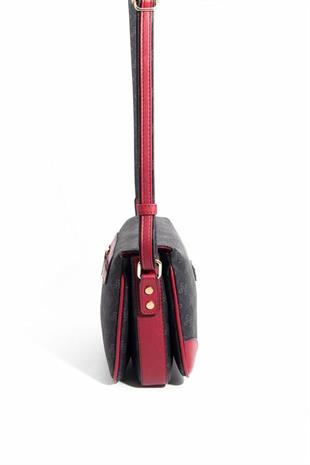 Silver & Polo SP784 Kadın Çapraz Çanta Monogram Siyah-Bordo