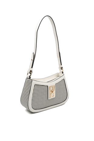 Silver & Polo SP1132 Kadın Çapraz Çanta King Desen Siyah-Kemik