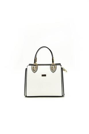 Silver & Polo SP1133 Kadın El Çantası Düz Beyaz-A.Gri