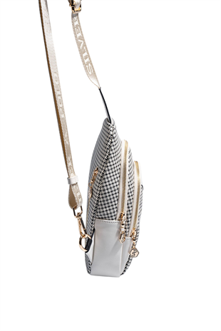 Silver & Polo SP959 Kadın Vücut Çantası King Desen Siyah-Kemik