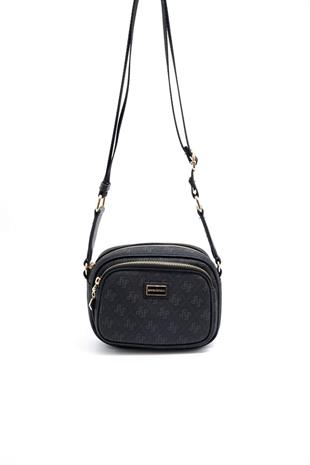 Silver & Polo SP1111 Kadın Çapraz Çanta Monogram Siyah