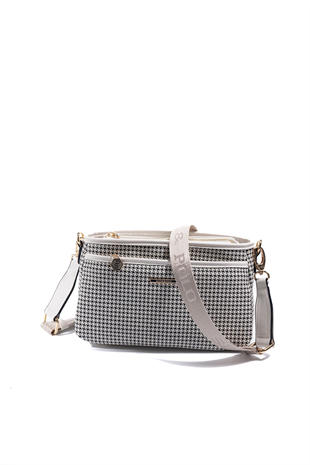 Silver & Polo SP1184 Kadın Çapraz Çanta King Desen Siyah-Kemik