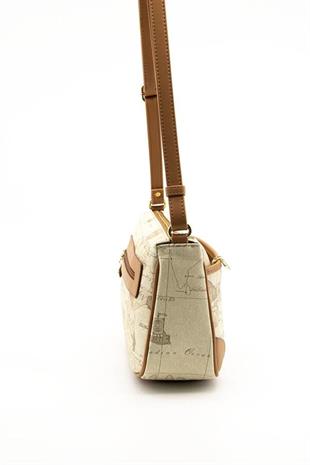 Silver & Polo SP1060 Kadın Çapraz Çanta Harita Koyu Bej-A.Taba