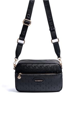 Silver & Polo SP1267 Kadın Çapraz Çanta Logolu Siyah-Siyah