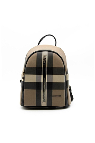 Silver & Polo SP901 Kadın Sırt Çantası Ekose Kahve-Siyah