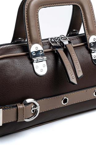 Silver & Polo SP1258 Kadın El Çantası Düz Kahve