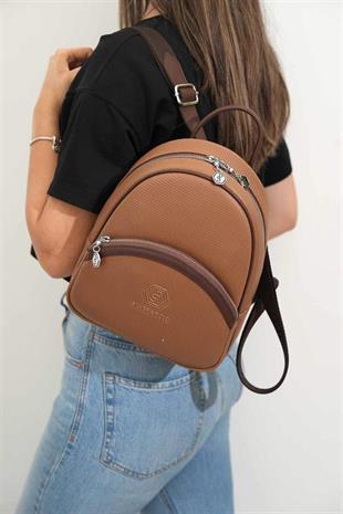 Silver Polo Karamel - Kahve Petek Kadın Sırt Çantası SP945