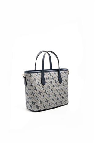 Silver & Polo SP1185 Kadın El Çantası Monogram Gri-Lacivert
