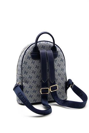 Silver & Polo SP1062 Kadın Sırt Çantası Monogram Gri-Lacivert