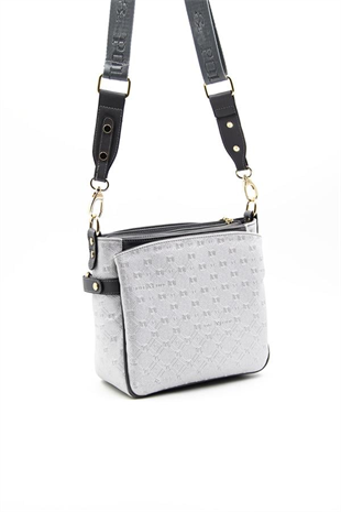 Silver & Polo SP884 Kadın Çapraz Çanta Logolu A.Gümüş-Antrasit