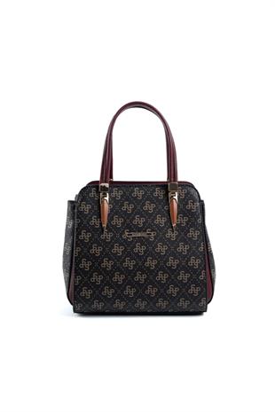 Silver & Polo Kahve Sarı - Bordo SP1136 Kadın El Çantası