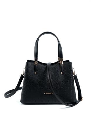 Silver & Polo SP1205 Kadın El Çantası Logolu Siyah-Siyah