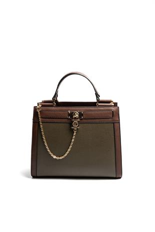 Silver & Polo SP1166 Kadın El Çantası Düz Zeytuni-Kahve