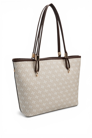 Silver Polo SP1282 Kadın Omuz Çantası Monogram Taş-Kahve