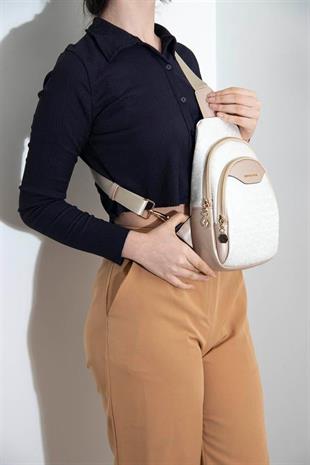 Silver & Polo SP959 Kadın Vücut Çantası Logolu Sedef-S.Nut