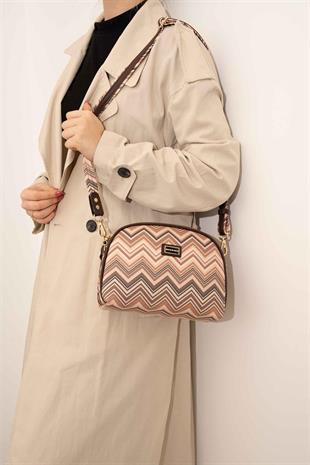 Silver & Polo SP765 Kadın Çapraz Çanta Ekose Nut-Kahve
