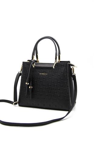 Silver & Polo SP969 Kadın El Çantası Logolu Siyah-Siyah