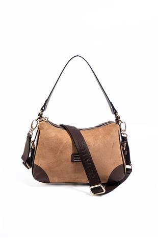 Silver & Polo SP1269 Kadın Omuz Çantası Süet Taba-Kahve