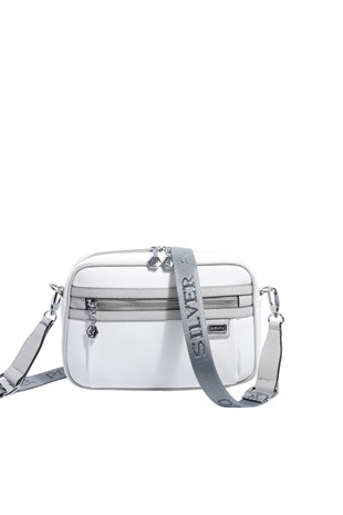 Silver & Polo SP1280 Kadın Çapraz Çanta Düz Beyaz-A.Gri