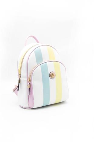 Silver & Polo SP1062 Kadın Sırt Çantası Ekose Lila-Pembe