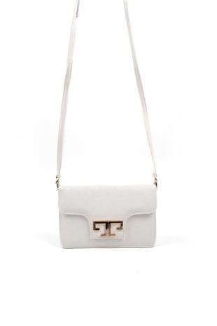 Silver & Polo SP1170 Kadın Çapraz Çanta Logolu Beyaz-Beyaz