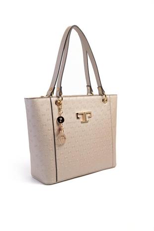 Silver & Polo SP1176 Kadın Omuz Çantası Logolu Bej-S.Bej