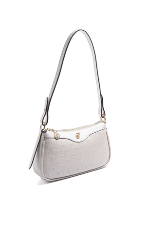 Silver & Polo SP1274 Kadın Çapraz Çanta Logolu Bej-S.Bej