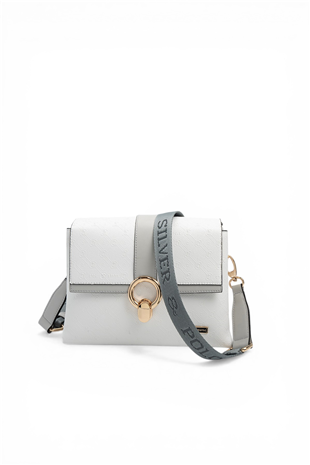 Silver & Polo SP1275 Kadın Çapraz Çanta Logolu Beyaz-A.Gri