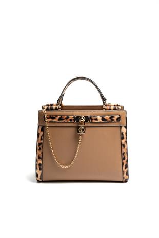 Silver & Polo SP1166 Kadın El Çantası Düz Vizon-Vizon-Leopar Taba