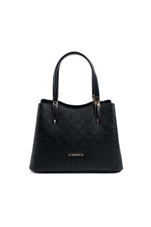 Silver & Polo SP1205 Kadın El Çantası Logolu Siyah-Siyah