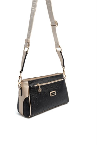 Silver & Polo SP1273 Kadın Çapraz Çanta Logolu Siyah-S.Nut