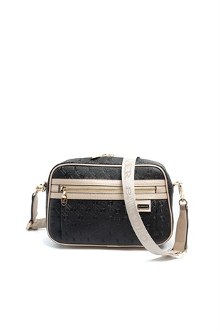 Silver & Polo SP1280 Kadın Çapraz Çanta Logolu Siyah-S.Nut