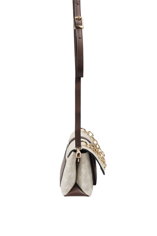 Silver & Polo SP1148 Kadın Çapraz Çanta Monogram Taş-Kahve