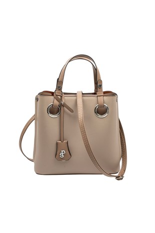 Silver & Polo SP975 Kadın El Çantası Düz Koyu Bej-Latte